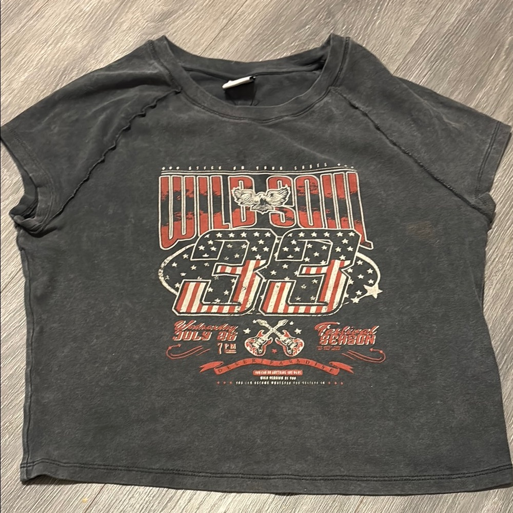 Bershka Black Graphic Crop Top